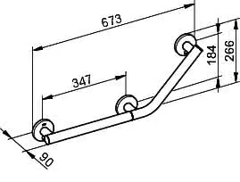 Keuco Winkelgriff Plan Care 34907, 135 Gr rechts, silber-eloxiert, 673/266 mm – Bild 2