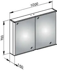 Keuco Spiegelschrank Royal Match 12803, silber-eloxiert, 1000 x 700 x 160 mm – Bild 2
