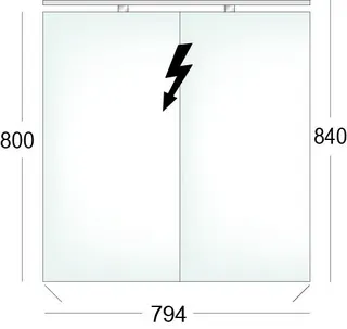 sanibel-Spiegelschrank ALU-GO A16 Nr. AZ2226L 794x800x150mm aus Aluminium – Bild 2