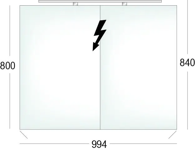 sanibel-Spiegelschrank ALU-GO A16 Nr. AZ2246L 994x800x150mm aus Aluminium