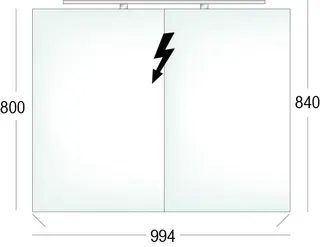 sanibel-Spiegelschrank ALU-GO A16 Nr. AZ2246L 994x800x150mm aus Aluminium