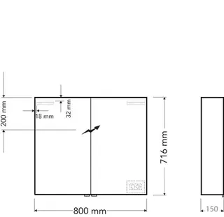 sanibel-Spiegelschrank ALU-TREND A17 800x716x150mm LED-Leuchte 2-türig – Bild 2