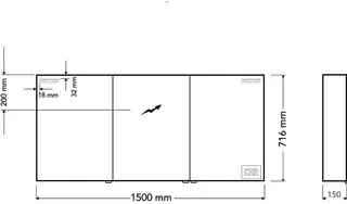 sanibel-Spiegelschrank ALU-TREND A17 1500x716x150mm LED-Leuchte 3-türig