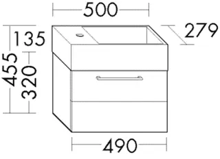 BB MG-Waschtisch+WTU (SECB050C) Crono, 279x500x455, PG2