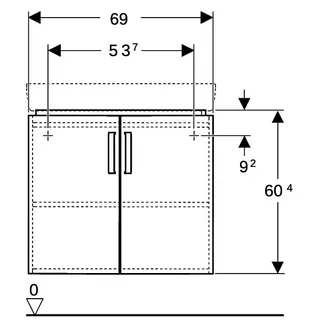 Geberit Renova Compact US 69cm für Eck-Waschtisch 69,5cm, mit 2 Türen, 69x60,4x55cm, hgrau – Bild 4