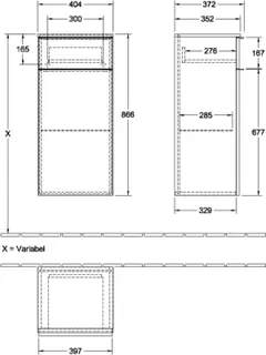 Villeroy & Boch Seitenschrank Venticello 01 404x866x 372mm 1trg. 1 Schubl. A:li Glossy White – Bild 3
