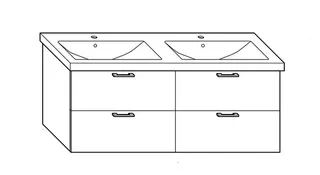 sanibel-Keramik-Doppel-Waschtisch-Element 1.1 SFBQ.123 1230mm breit Basaltgrau Matt – Bild 2