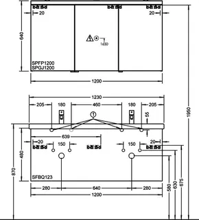 sanibel-Keramik-Doppel-Waschtisch-Element 1.1 SFBQ.123 1230mm breit Basaltgrau Matt – Bild 3