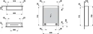 Laufen SPS Frame25 LED-Bel.verti. Sensor-Sch Steckd. 750x600x150 1 T. Scharn.li versp – Bild 2