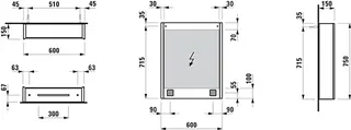 Laufen SPS Frame25 LED-Bel.verti. Sensor-Sch Steckd. 750x600x150 1 T. Scharn.re versp – Bild 2