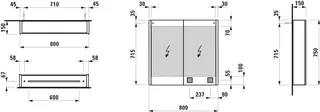 Laufen SPS Frame25 LED-Bel.verti. Sensor-Sch Steckd. 780x800x150 2 Türen weiß – Bild 2