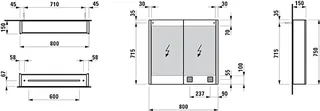 Laufen SPS Frame25 LED-Bel.verti. Sensor-Sch Ambientelicht 750x800 2 Türen versp. – Bild 2