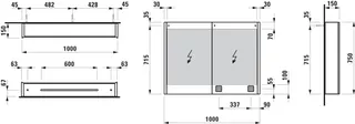 Laufen SPS Frame25 LED-Bel.verti. Sensor-Sch Ambientel. 780x1000x150 2 Türen weiß – Bild 2