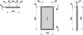Laufen Spiegel FRAME 25 450x25x825 m. Aluminiumrahmen glanzeloxiert – Bild 2