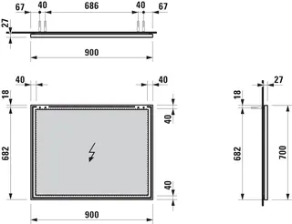 Laufen Spiegel FRAME 25 900x25x700 mit Aluminiumrahmen glanzeloxiert – Bild 2