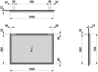 Laufen Spiegel FRAME 25 1000x25x700 mit Aluminiumrahmen glanzeloxiert – Bild 2