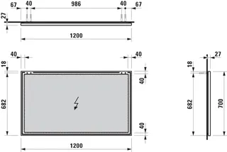 Laufen Spiegel FRAME 25 1200x25x700 mit Aluminiumrahmen glanzeloxiert – Bild 2