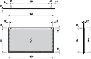 Laufen Spiegel FRAME 25 1300x25x700 mit Aluminiumrahmen glanzeloxiert – Bild 2