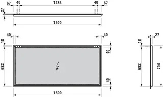 Laufen Spiegel FRAME 25 1500x25x700 mit Aluminiumrahmen glanzeloxiert – Bild 2