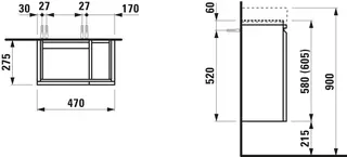 Laufen WTU PRO S 275x470x605 1Tür links Regal rechts m.Griffmulde f.WT H815955 multicolor – Bild 2