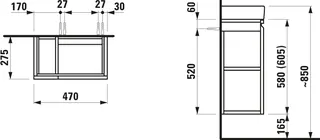Laufen WTU PRO S 275x470x605 1Tür rechts Regal links m.Griffmulde f.WT H815954 multicolor – Bild 2