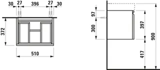 Laufen WTU PRO S 372x510x397 1 Schubl m.Griffmulde f.WT H818958 multicolor – Bild 2