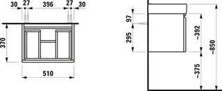 Laufen WTU PRO S 370x510x392 1Schubl 1Innen m.Griffmulde f.WT H818958 wenge – Bild 2
