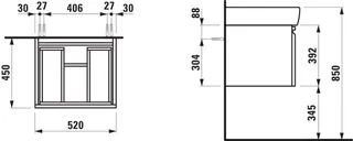 Laufen WTU PRO A 450x520x392 1 Schubl m.Griffmulde f.WT H818952 weiß matt – Bild 2