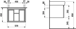 Laufen WTU PRO A 450x570x392 1 Schubl m.Griffmulde f.WT H818953 wenge – Bild 2