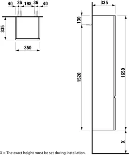 Laufen HS PRO 335x350x1650 1 Tür Scharn. links 4 Ablg. m.Griffmulde multicolor – Bild 2