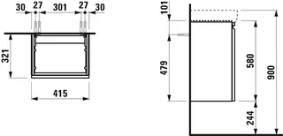 Laufen WTU PRO S 321x415x580 1Tür Scharn.li m.Griffmulde f.WT H815961 graphit – Bild 2