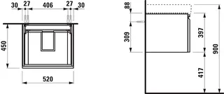 Laufen WTU PRO S 450x520x397 1 Schubl m.Griffmulde f.WT H810962 multicolor – Bild 2