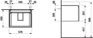 Laufen WTU PRO S 450x570x397 1 Schubl m.Griffmulde f.WT H810963 multicolor – Bild 2