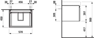 Laufen WTU PRO S 450x570x397 1 Schubl m.Griffmulde f.WT H810963 graphit – Bild 2