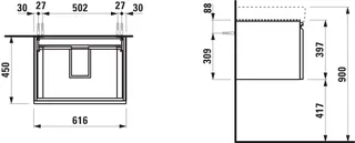 Laufen WTU PRO S 450x616x397 1 Schubl 1Innen Griffmulde f.WT H810964multicolor – Bild 2