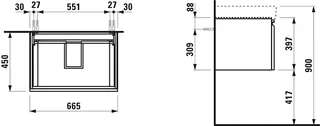 Laufen WTU PRO S 450x665x397 1 Schubl 1Innen Griffmulde f.WT H810967 multicolor – Bild 2