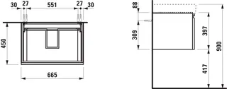 Laufen WTU PRO S 450x665x397 1 Schubl 1Innen Griffmulde f.WT H810967 graphit – Bild 2