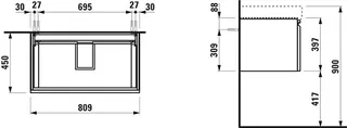 Laufen WTU PRO S 450x809x397 1 Schubl m.Griffmulde f.WT H813965 graphit – Bild 2