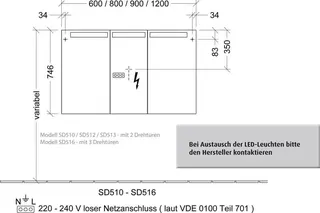 sanibel 5001 Spiegelschrank A16 SD51655 1200x746x149mm Linde-Hell – Bild 3