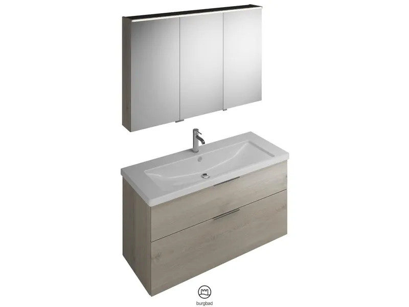BB Badmöbelset (SFAN123), Breite 1230 mm Eqio, bestehend aus SPS, Keramik-Waschtisch, WTU