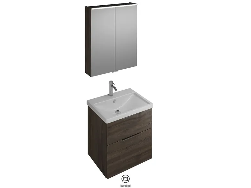 BB Badmöbelset (SFAN065), Breite 650 mm Eqio, bestehend aus SPS, Keramik-Waschtisch, WTU