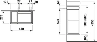 Laufen WTU PRO S 275x470x605 1Tür rechts Regal links m.Griffmulde f.WT H815954 weiß glzd – Bild 2