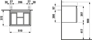 Laufen WTU PRO S 372x510x397 1 Schubl m.Griffmulde f.WT H818958 weiß glzd – Bild 2