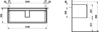 Laufen WTU PRO S 450x1159x397 1Schubl 1Innen Griffmulde f.WT H814965 weiß glzd – Bild 2