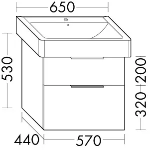 sanibel-Waschtisch-Unterbau 2.0 FLEX WVLG057 570mm breit Schubl/Auszug Weiß Glänzend