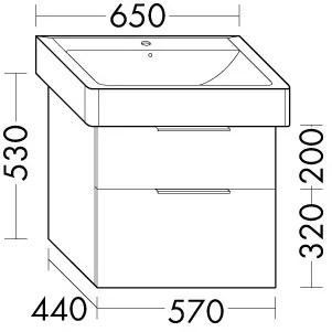 sanibel-WT-Unterbau 2.0 FLEX WVLG057 570mm breit Schubl/Auszug Weiß Glänzend
