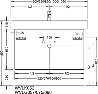 sanibel-Waschtisch-Unterbau 2.0 FLEX WVLG057 570mm breit Schubl/Auszug Weiß Glänzend – Bild 2