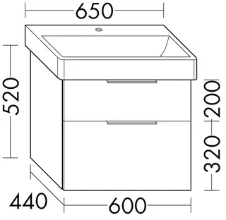 sanibel-Waschtisch-Unterbau 2.0 FLEX WVLL060 600mm breit Schubl/Auszug Weiß Matt – Bild 2