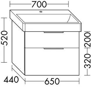 sanibel-Waschtisch-Unterbau 2.0 FLEX WVLL065 650mm breit Schubl/Auszug Weiß Matt – Bild 3