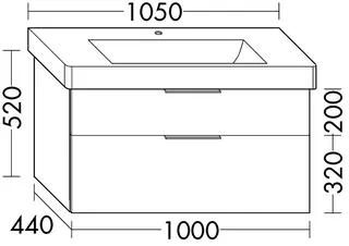 sanibel-Waschtisch-Unterbau 2.0 FLEX WVLL100 1000mm breit Schubl/Auszug Weiß Matt – Bild 3